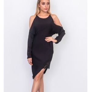 Black Long Slit Sleeve Lace Split Mini NWT Small